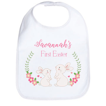 Personalized Floral Bunny Bib