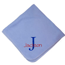 Personalized Blue Baby Blanket Name Initial