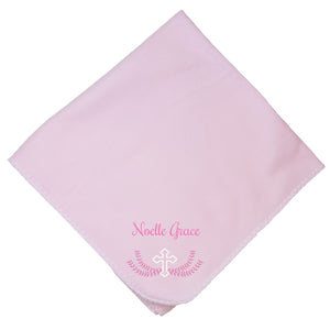 Personalized Pink Baby Blanket - Pink Cross