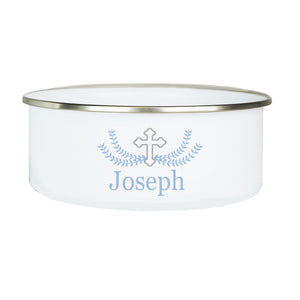 Personalized Bowl and Lid - Blue Cross