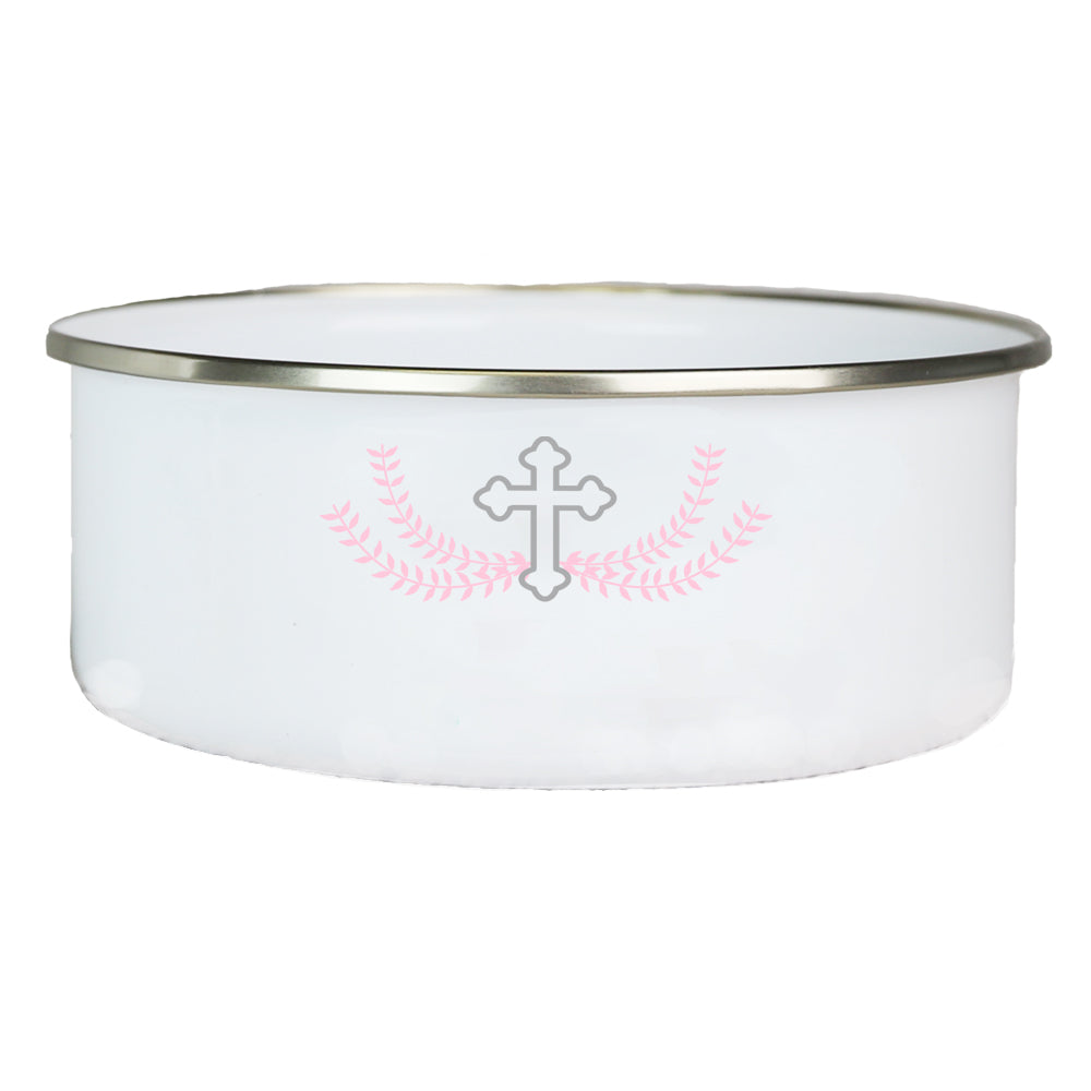 Personalized Bowl and Lid - Pink Cross