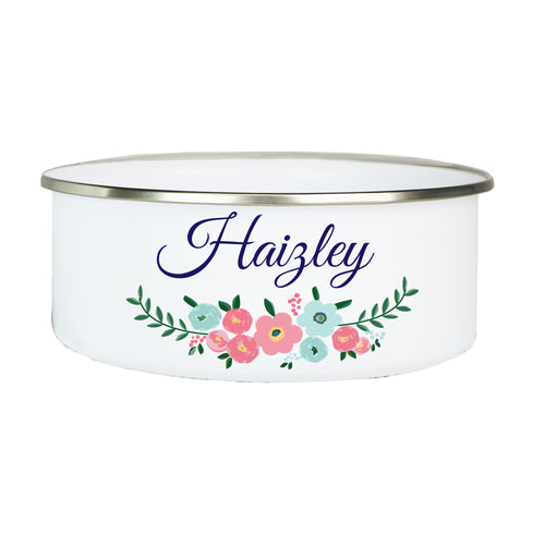 Personalized Bowl and Lid - Teal Spring Floral