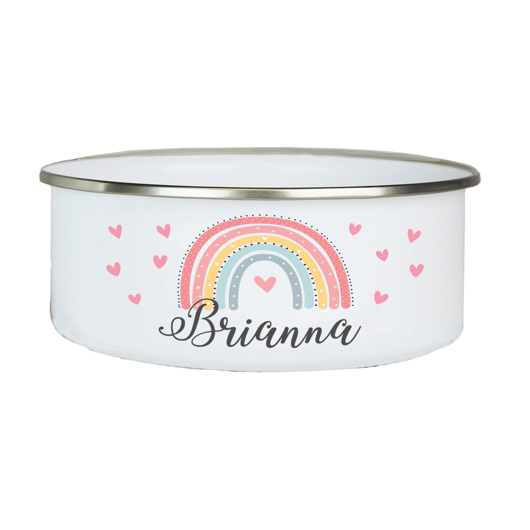 Personalized Bowl and Lid - Boho Rainbow