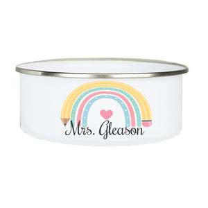 Personalized Bowl and Lid - Teacher Rainbow