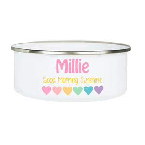 Personalized Bowl and Lid - Multi Hearts
