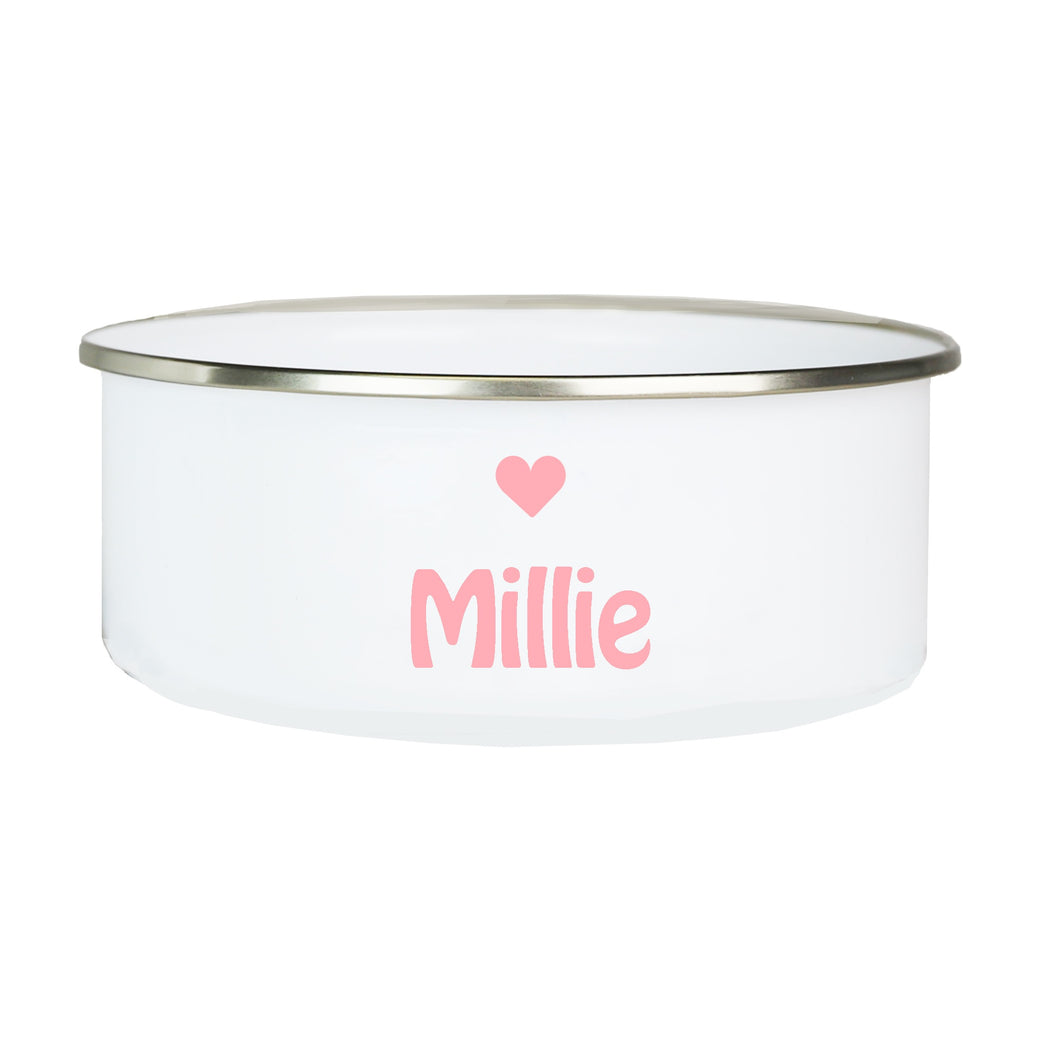 Personalized Bowl and Lid - Pink Heart