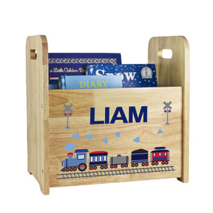 Personalized Wood Train Book Caddy
