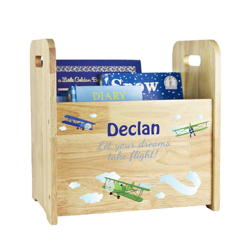 Personalized Wood Airplane Book Caddy