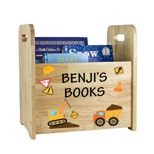 Personalized Construction Natural Book Caddy