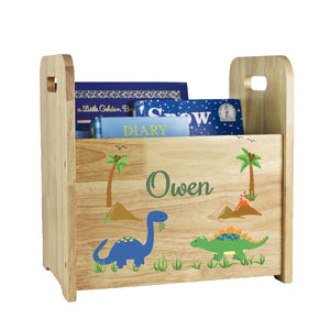 Personalized Natural Dinosaur Book Caddy