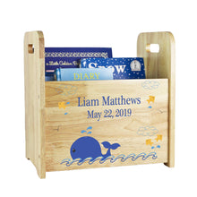 Personalized Natural Book Caddy - Blue Whale