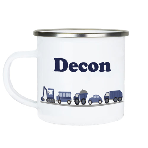 Personalized Enamel Camp Cup - Transportation