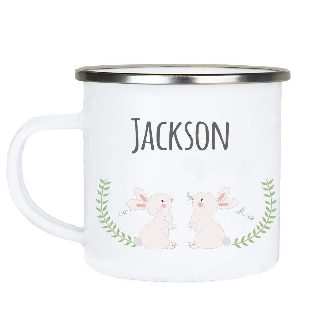 Personalized Enamel Camp Cup - Classic Bunny