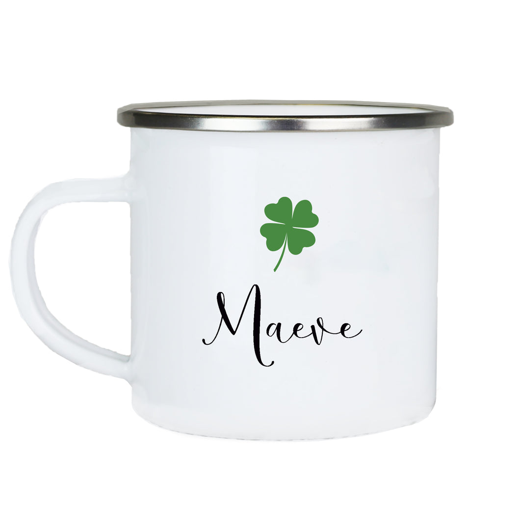 Personalized Enamel Camp Cup - Lucky Clover