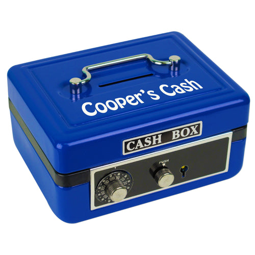 childs blue cash box with name