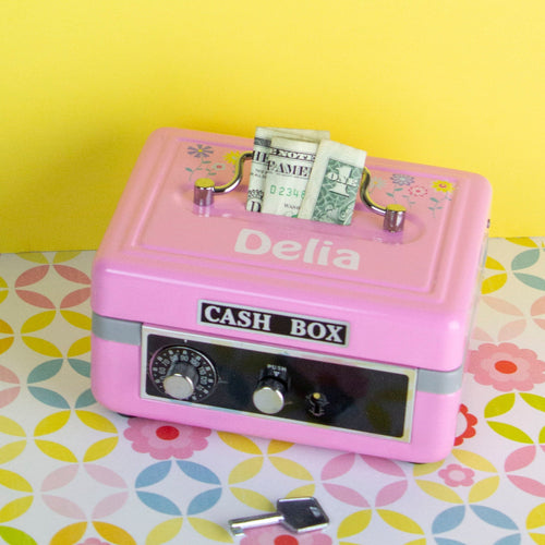 Personalized Pink Cash Box - main