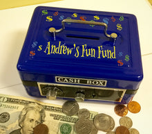 Personalized Children's Blue Cash Box- main
