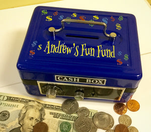 Personalized Children's Blue Cash Box- main