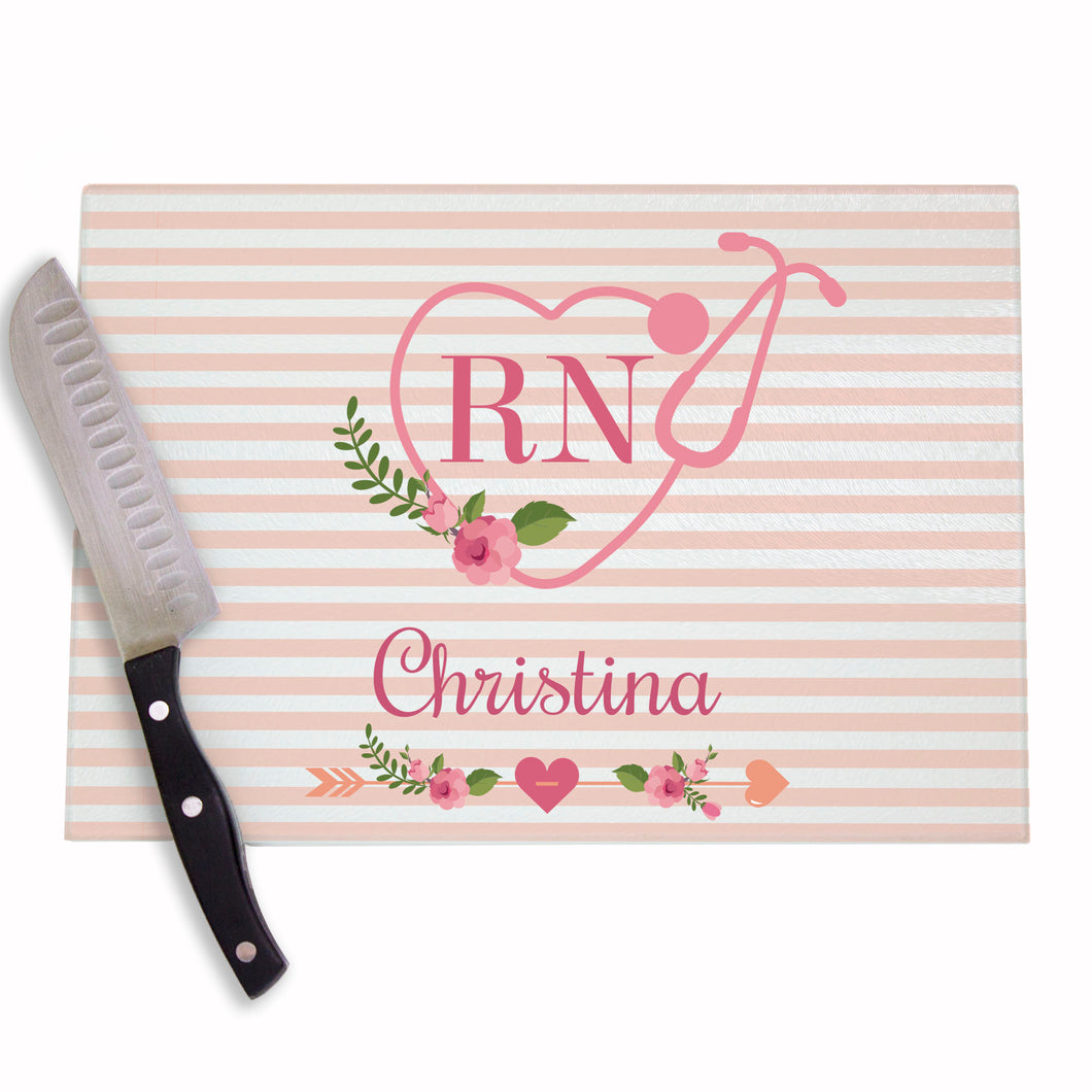 Personalized Nurse Blush Cutting Board