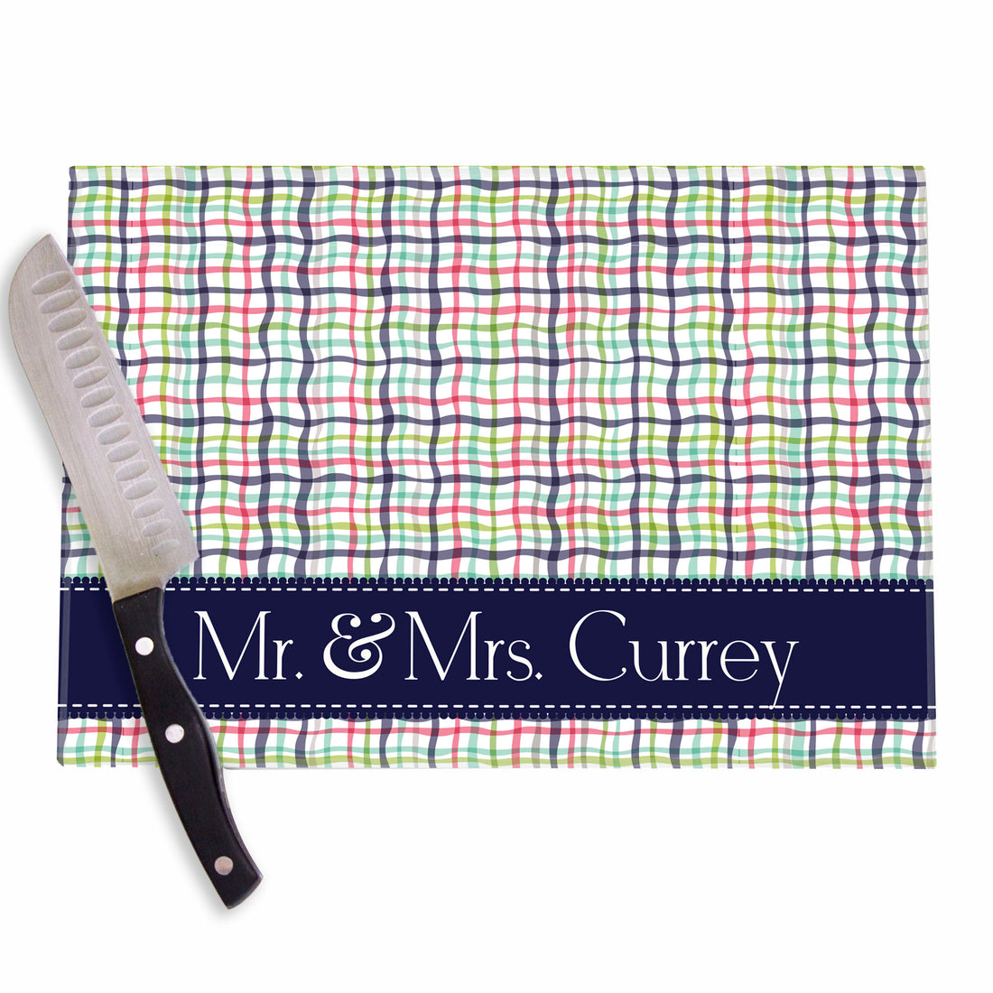 Preppy Plaid Personalized Cutting Board