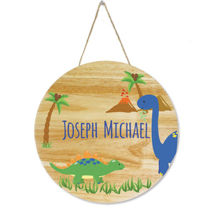 Wood Dinosaur Circle Sign
