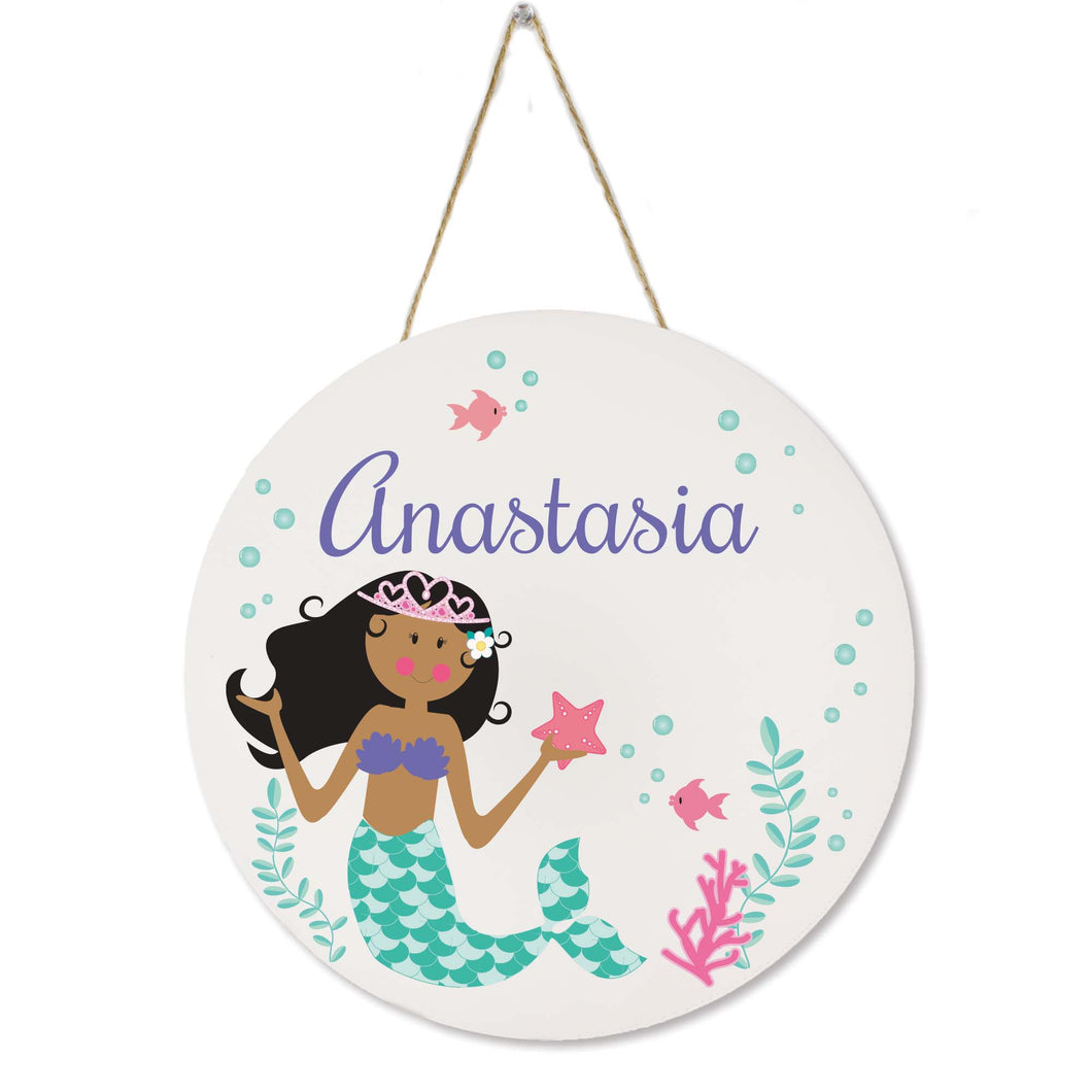 White Circle Sign - African American Mermaid