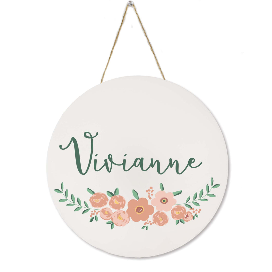 White Circle Sign - Blush Floral