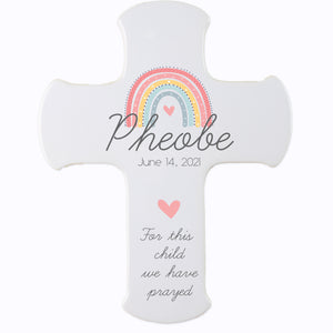 Personalized Rainbow Baby Ceramic Wall Cross
