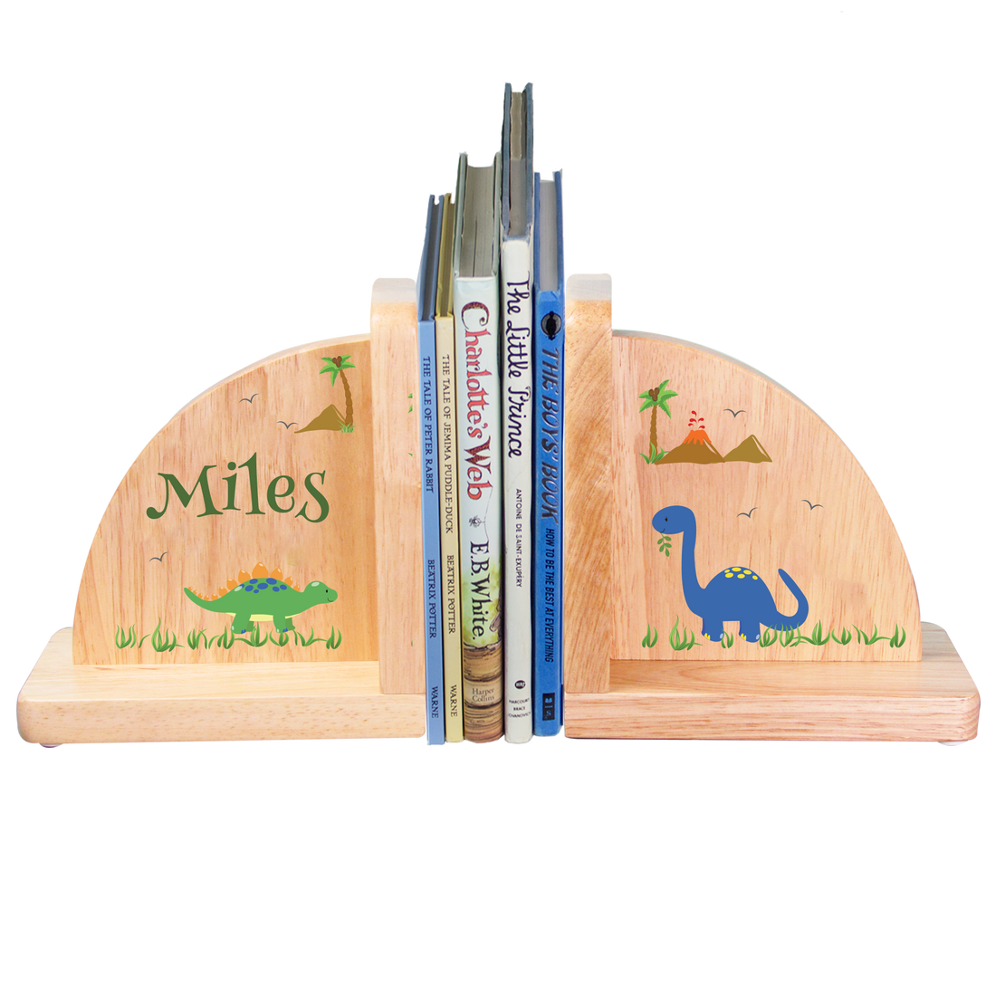 personalized dinosaur bookends for boys