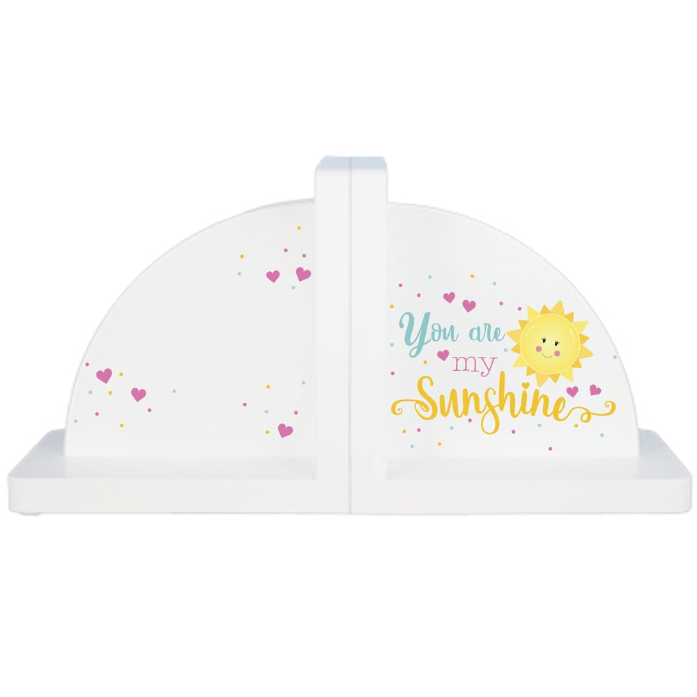 Personalized You Are My Sunshine White Bookends
