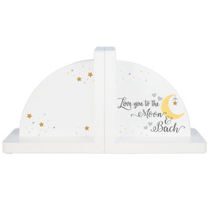 Personalized Moon and Back White Bookends