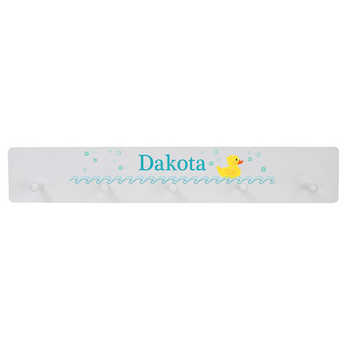White Five Peg Rack - Rubber Ducky