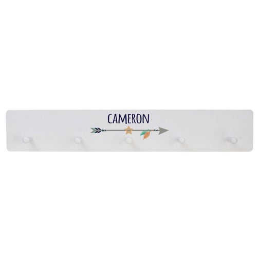 White Five Peg Rack - Tribal Arrow Boy