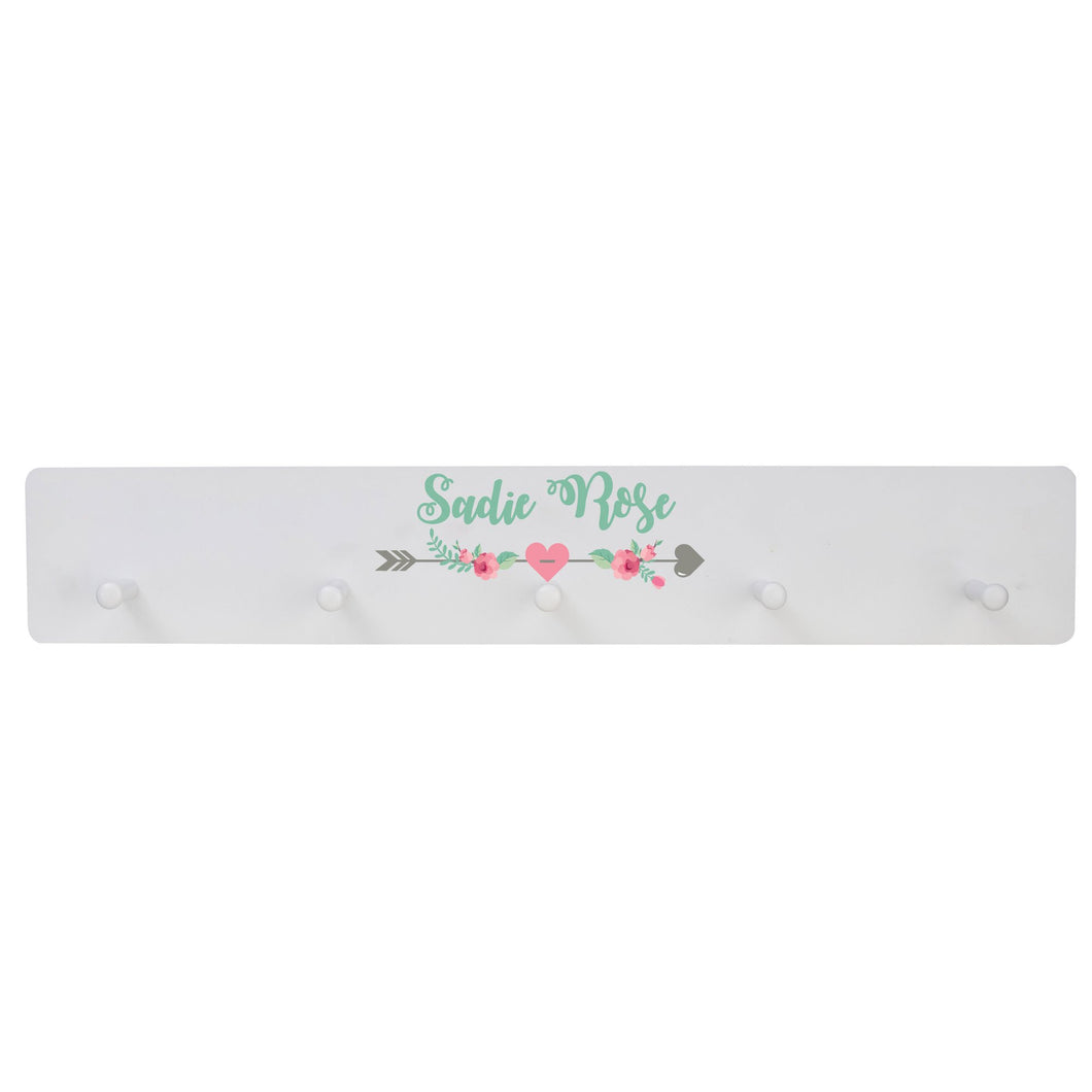 White Five Peg Rack - Tribal Arrow Girl