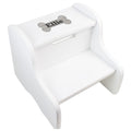 Personalized White Two Step Stool - Wood Dog Bone