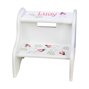 Hand Painted Espresso Two Step Stool