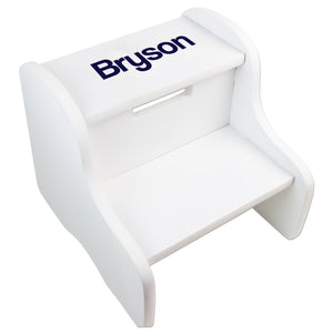 Children's White Two Step Stool - Name Only