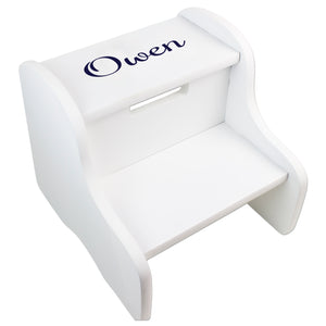 Children's White Two Step Stool - Name Only