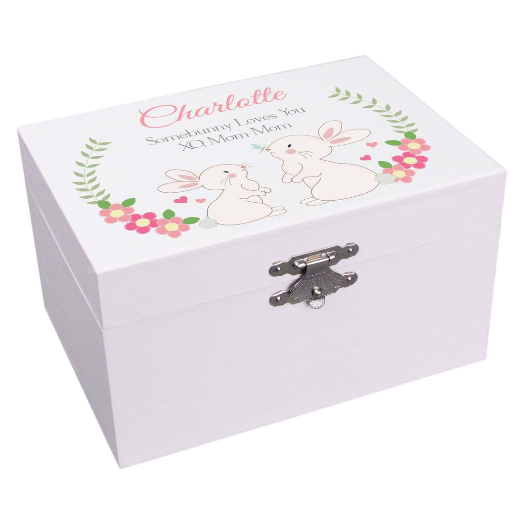 Floral Bunny Ballerina Jewelry Box