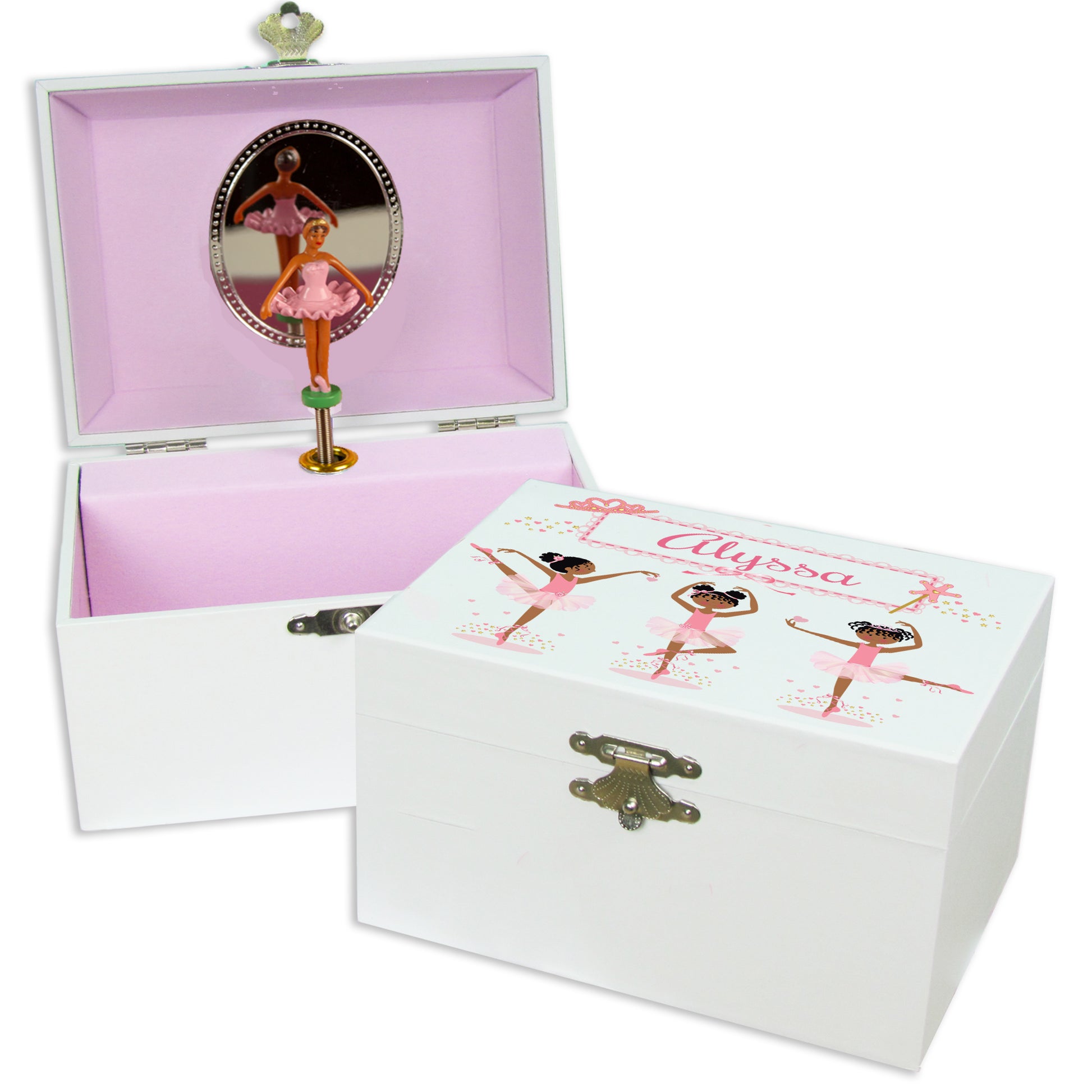 Personalized Ballerina Jewelry Box with Ballerina African American design