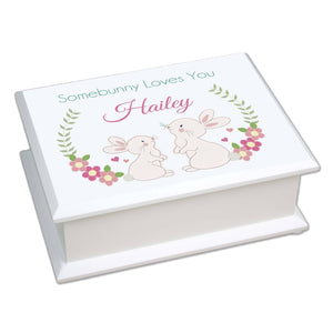 Floral Bunny Lift Top Jewelry Box