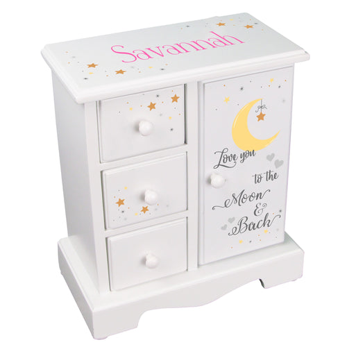 Personalized Moon and Back Jewelry Armoire
