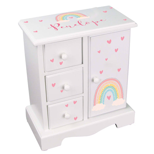 Personalized Boho Rainbow Jewelry Armoire