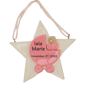 Personalized Ornament - Baby Pink Star
