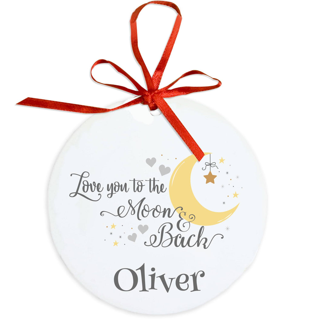Personalized Round Ornament - Moon and Back