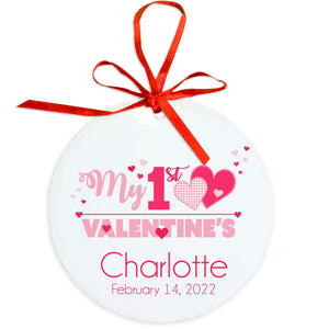 Personalized Round Ornament - My First Valentine's Day