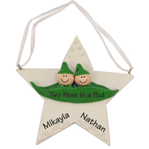 Personalized Ornament - Two Peas in a Pod