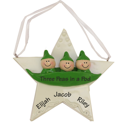 Personalized Ornament - Three Peas in a Pod