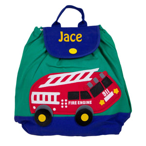 Embroidered Firetruck Backpack Pal
