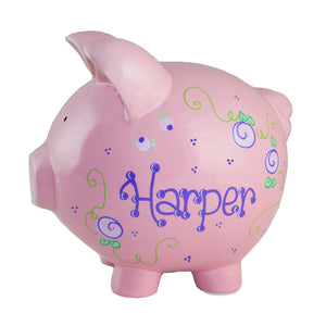 Hand Painted Pink Piggy Bank